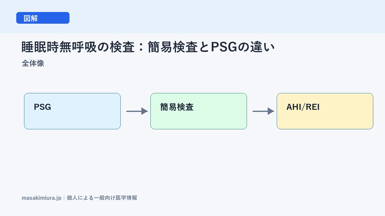睡眠時無呼吸の検査：簡易検査とPSGの違いの全体像
